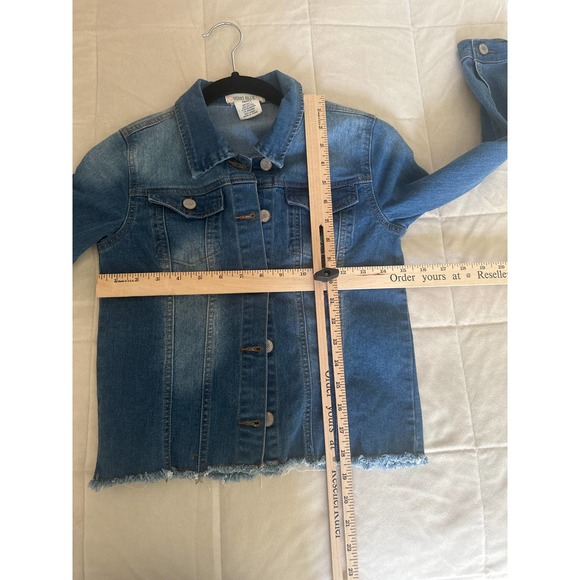 Soho Blue Jacket Girls 16 XL Denim Raw Hem - Picture 5 of 9